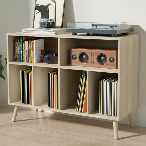 Oak Record Player Stand with Vinyl Record Storage P79947