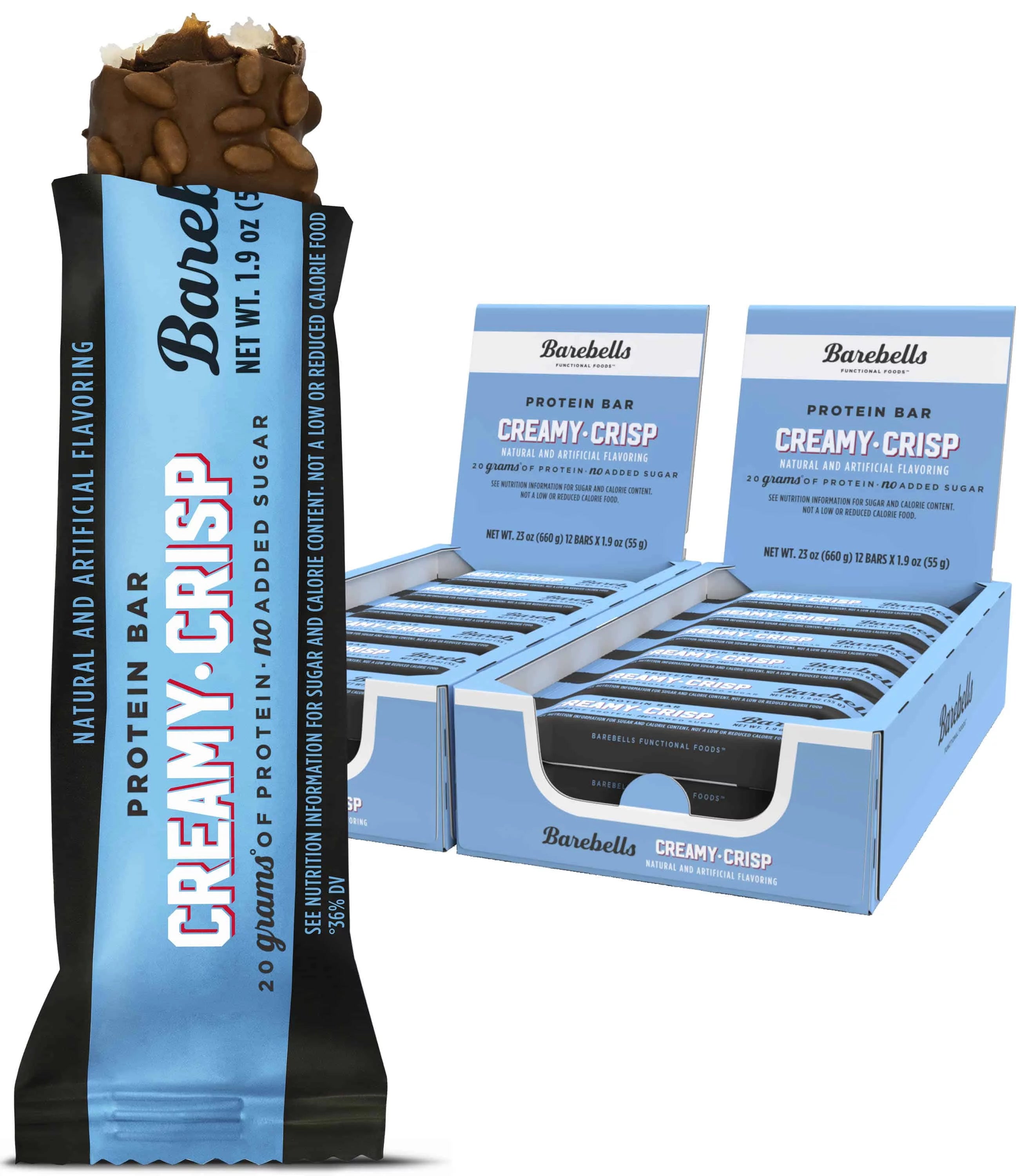 Protein Bars Creamy Crisp - 12 Count, Pack of 2 - 20g Protein - Chocolate Protein Bar - 1g Total Sugars D4853