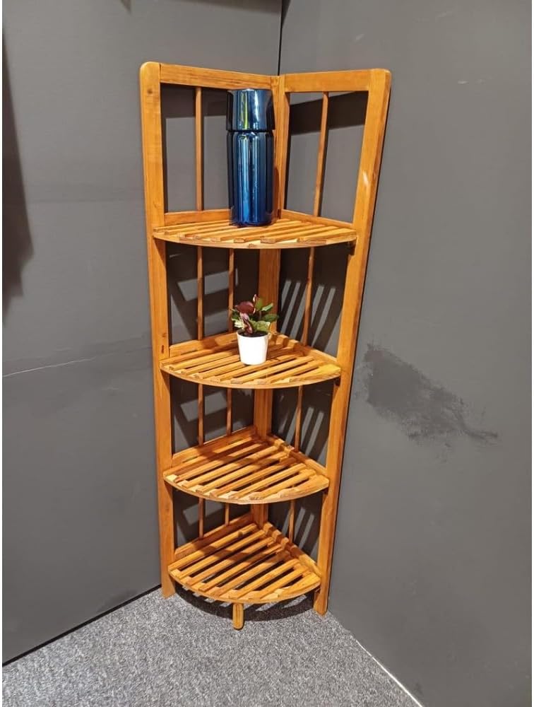 4-Tier Open Wooden Corner Shelf, 11" W x 43" H x 11" D B15202