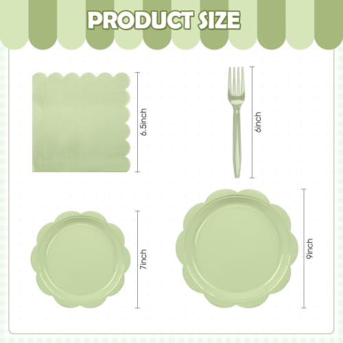 400 Pcs Ivory Paper Plates and Napkins Set Disposable Scalloped Plates Napkins Knives Forks Spoons Cups W24959