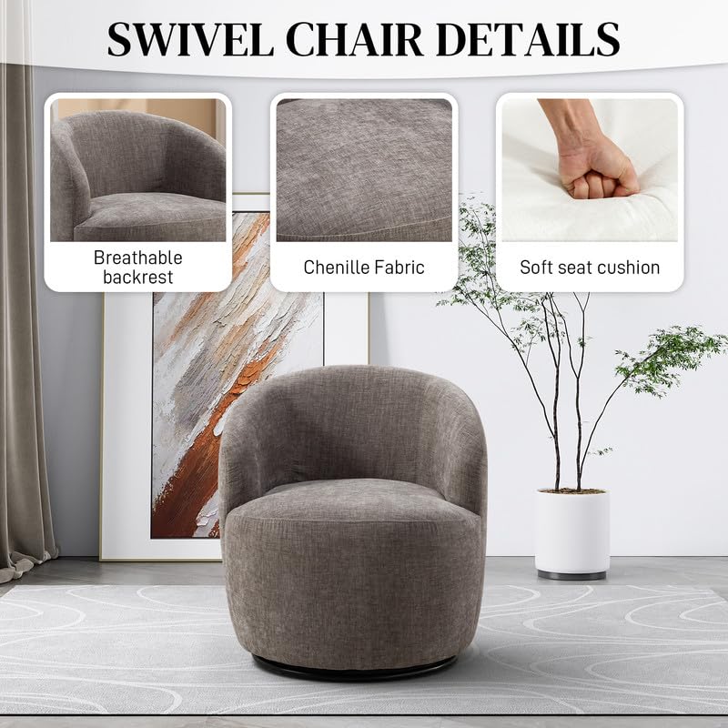 Set of 2 Chenille Swivel Barrel Chair G745331