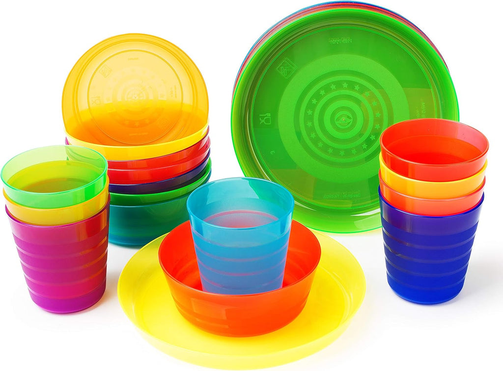 Rainbow Reusable Plastic Dinnerware Set for 8 A85559