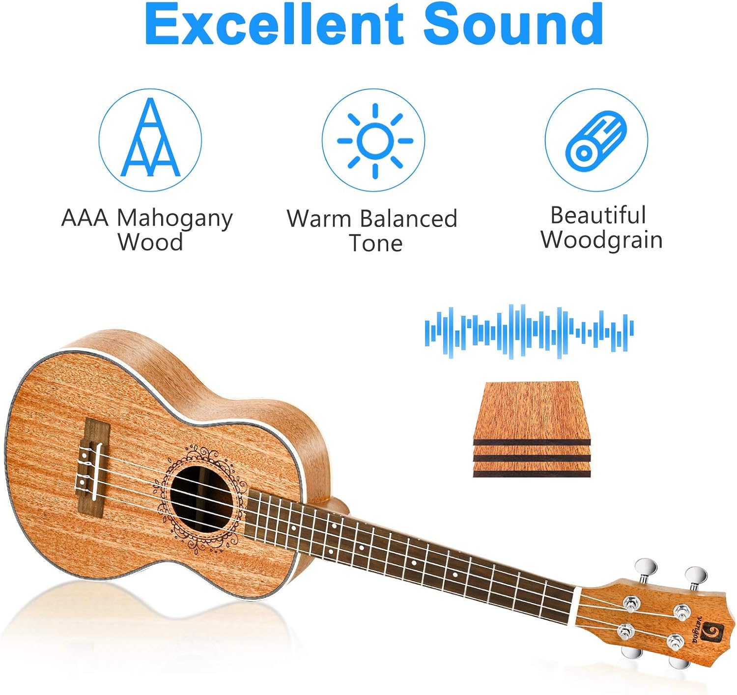 Mahogany 23 inch Concert Ukulele and Electric Acoustic Tenor Ukulele Bundle H142595
