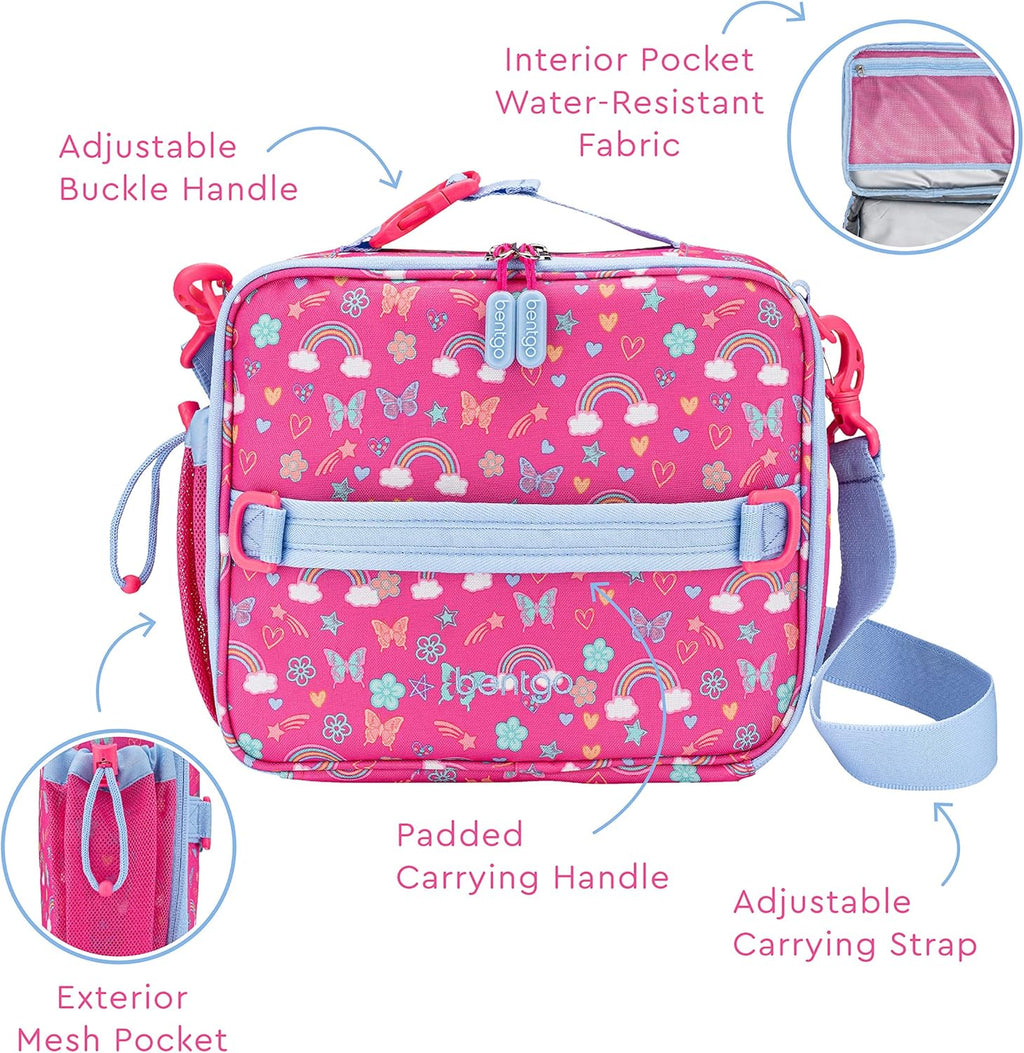 Insulated Lunch Bag Set With Kids Bento-Style Lunch Box (Rainbows and Butterflies) N184100