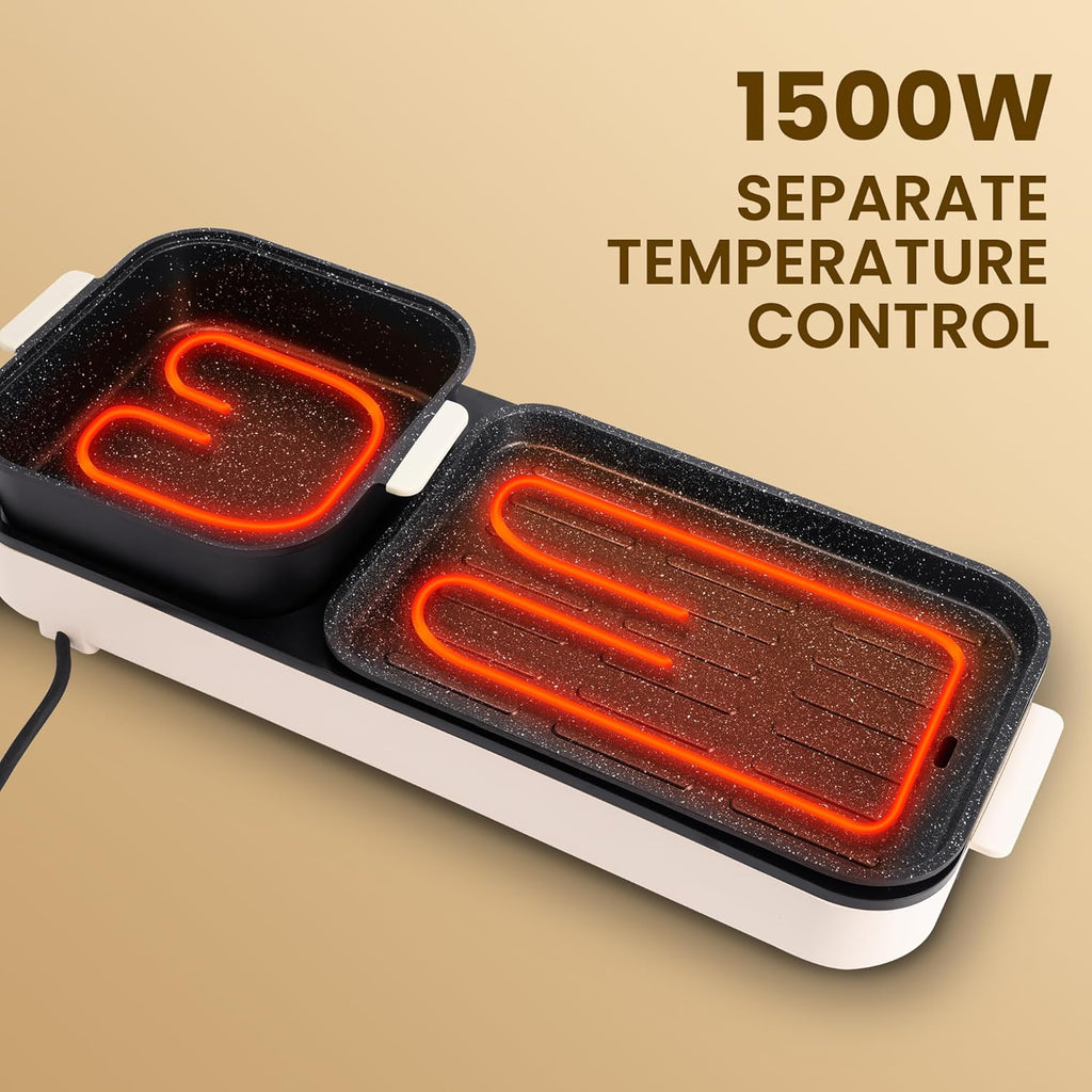 2 in 1 Electric Hot Pot with Grill, Non-Stick Removable Plate Q75239
