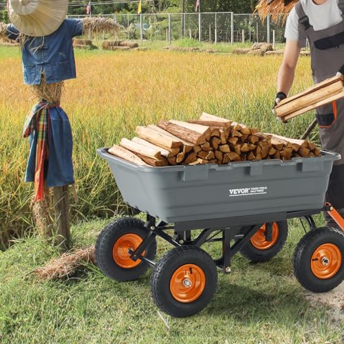 1200lbs 7Cu.Ft. Heavy Duty Poly Dump Cart with 13in All Terrain Wheels E7330