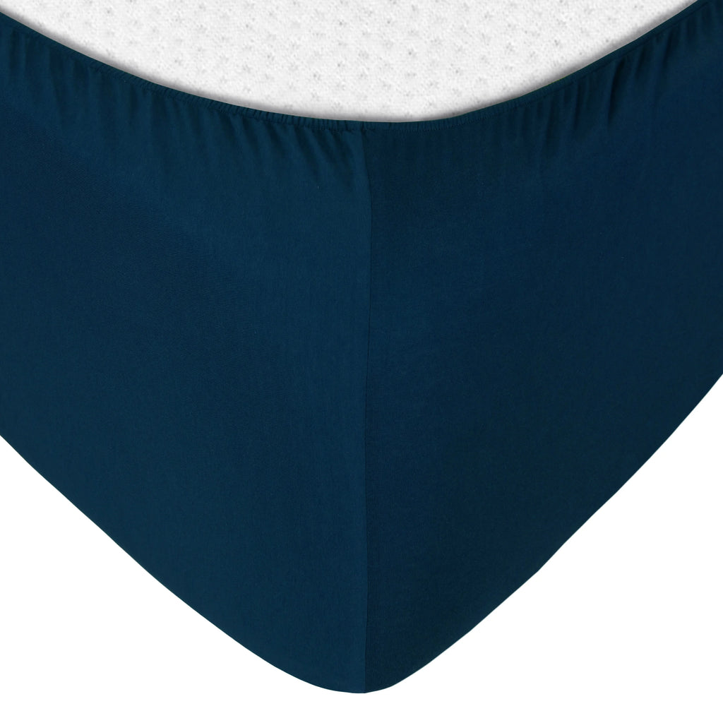 Queen Size 100% Cotton Jersey Sheet Set (4Pc, Navy) I2066