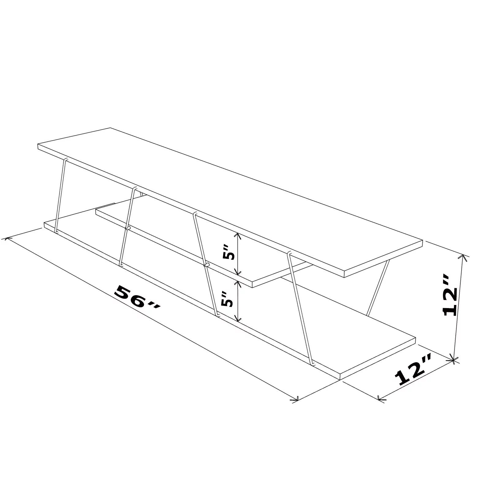 Walnut Yellow 56 inch Low Tv Stand with 4 Shelves H59708