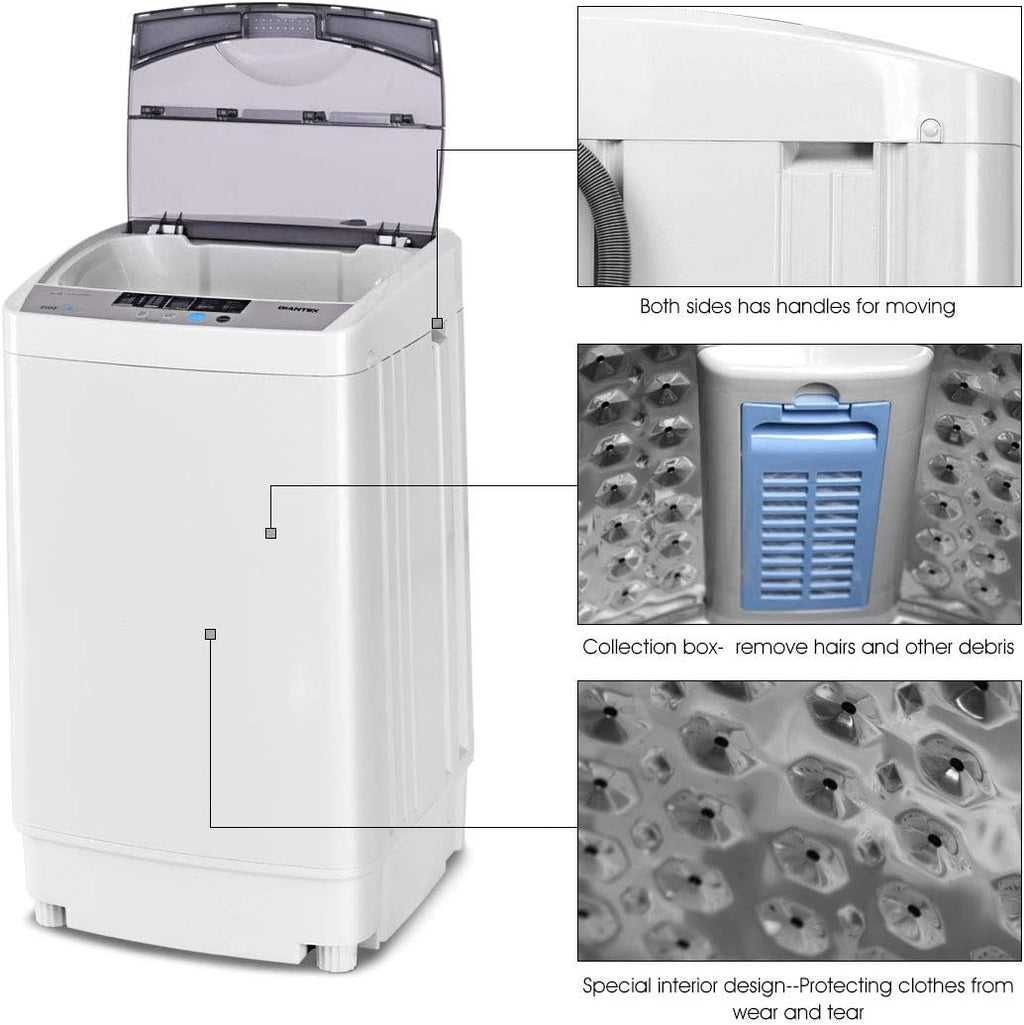 Full-Automatic Portable Compact 1.34 Cu.ft Laundry Washer with Drain Pump 12 Lbs Capacity H63496