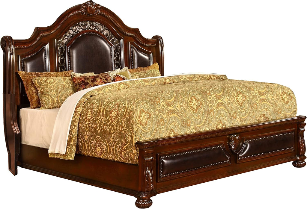 Cherry Wood King Platform Bed J4396