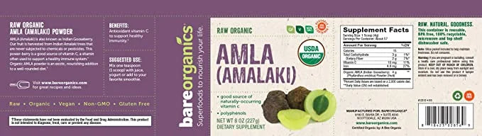 Amla, Indian Gooseberry & Superfood Powder, Dietary Supplement, 8 Oz D828607