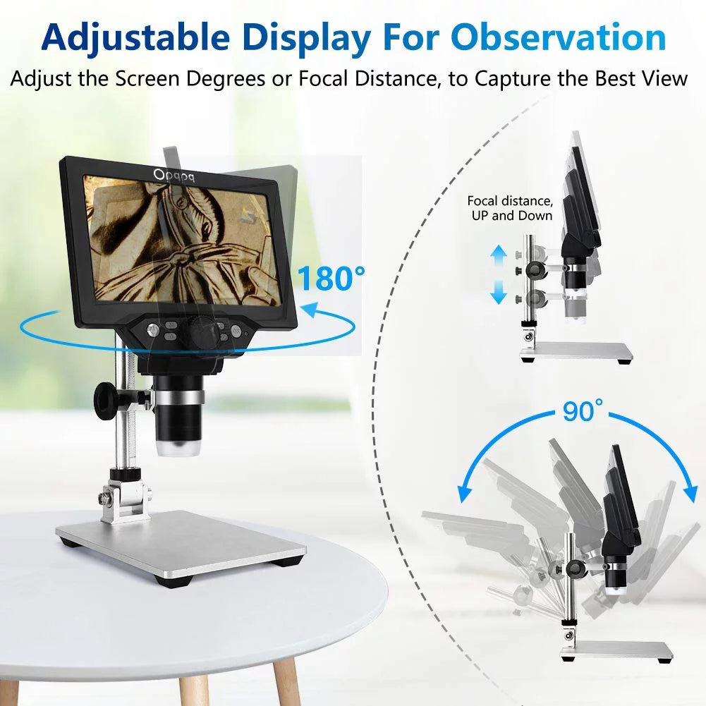 7" LCD Digital Microscope, 1200X Coin Microscope with 32GB Card, 12MP Camera, LED Fill Lights, Wired Remote O621