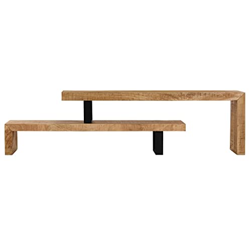 Solid Mango Wood TV Stand with Wrought Iron Legs, 45.3" L x 18" W x 15.7" H D322077