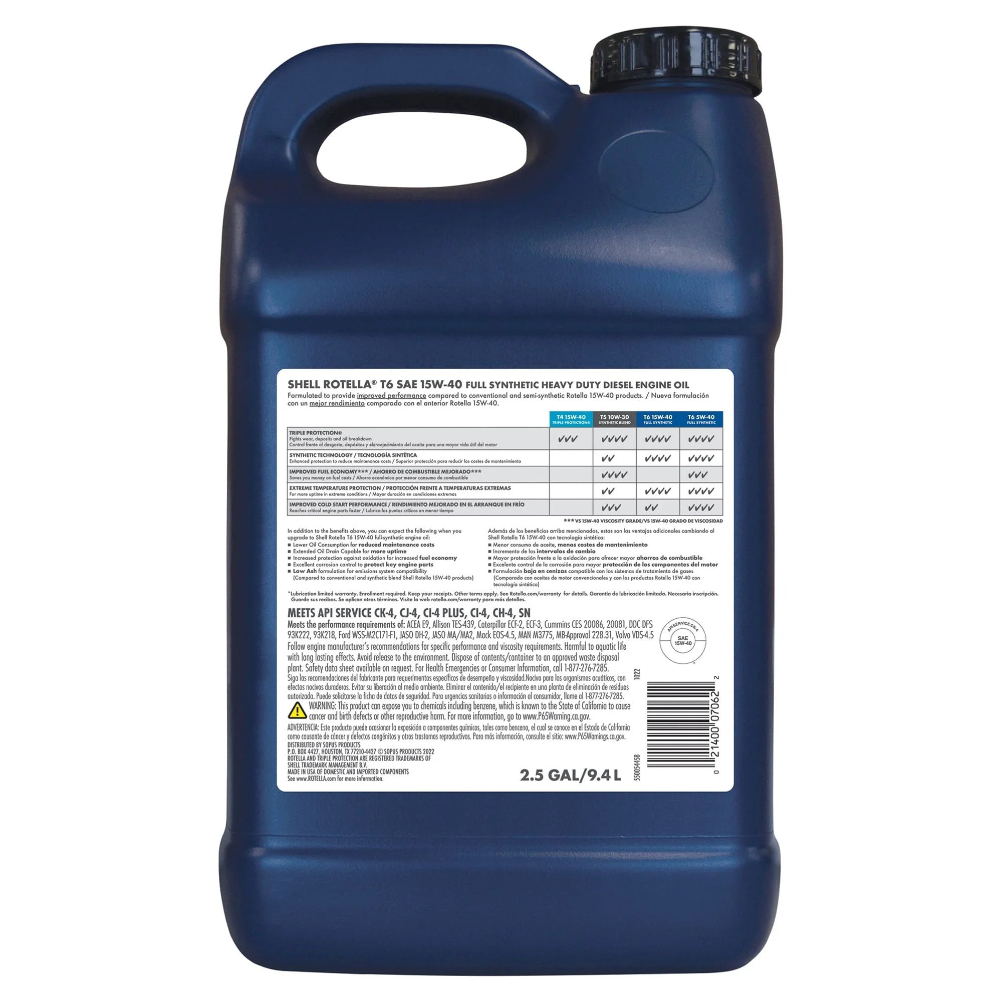 2.5 Gallon Full Synthetic Diesel Engine Motor Oil S41332