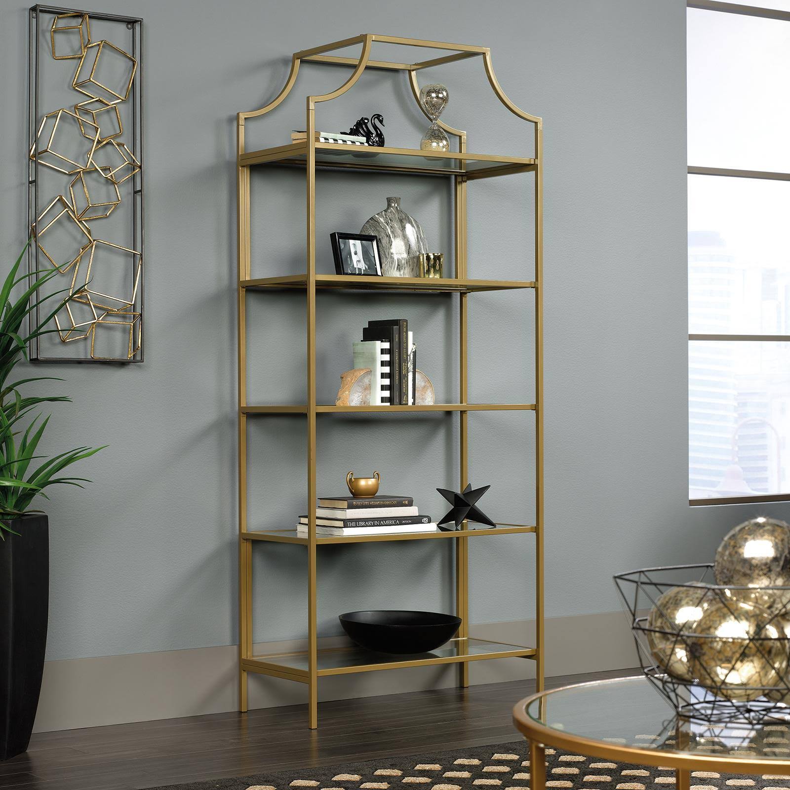 5 Shelf Bookcase, Satin Gold M310226
