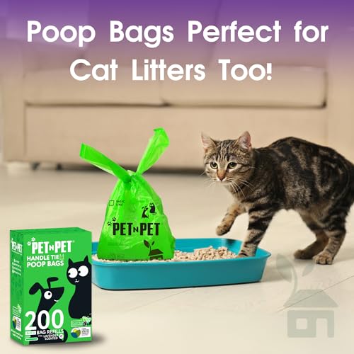 200 Counts Unscented Dog Poop Bags with Tie Handles C872