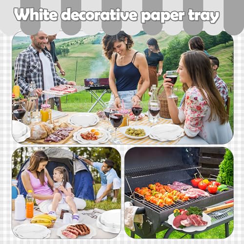 400 Pcs Ivory Paper Plates and Napkins Set Disposable Scalloped Plates Napkins Knives Forks Spoons Cups W24959