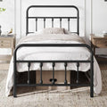 Black Full Size Metal Platform Bed Frame with Headboard B475177