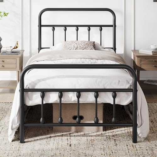 Black Full Size Metal Platform Bed Frame with Headboard B475177