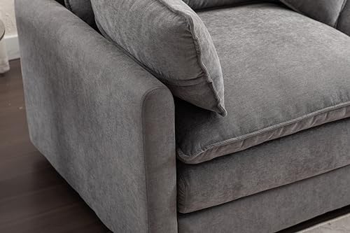 Beige U Shaped Modular Sectional Sofa with Double Chaises and 4 Pillows Q98241