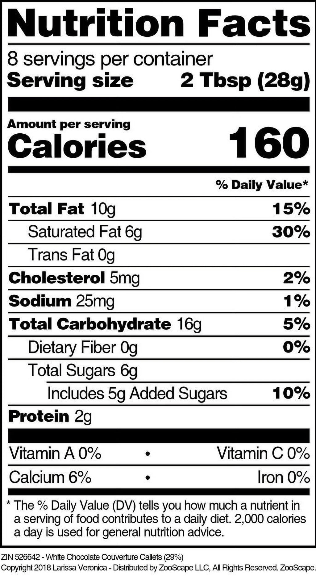 White Chocolate Couverture Callets 29% 8 oz 2-Pack L696187