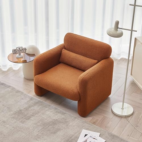 Cream Lambskin Sherpa Fabric Accent Chair B482