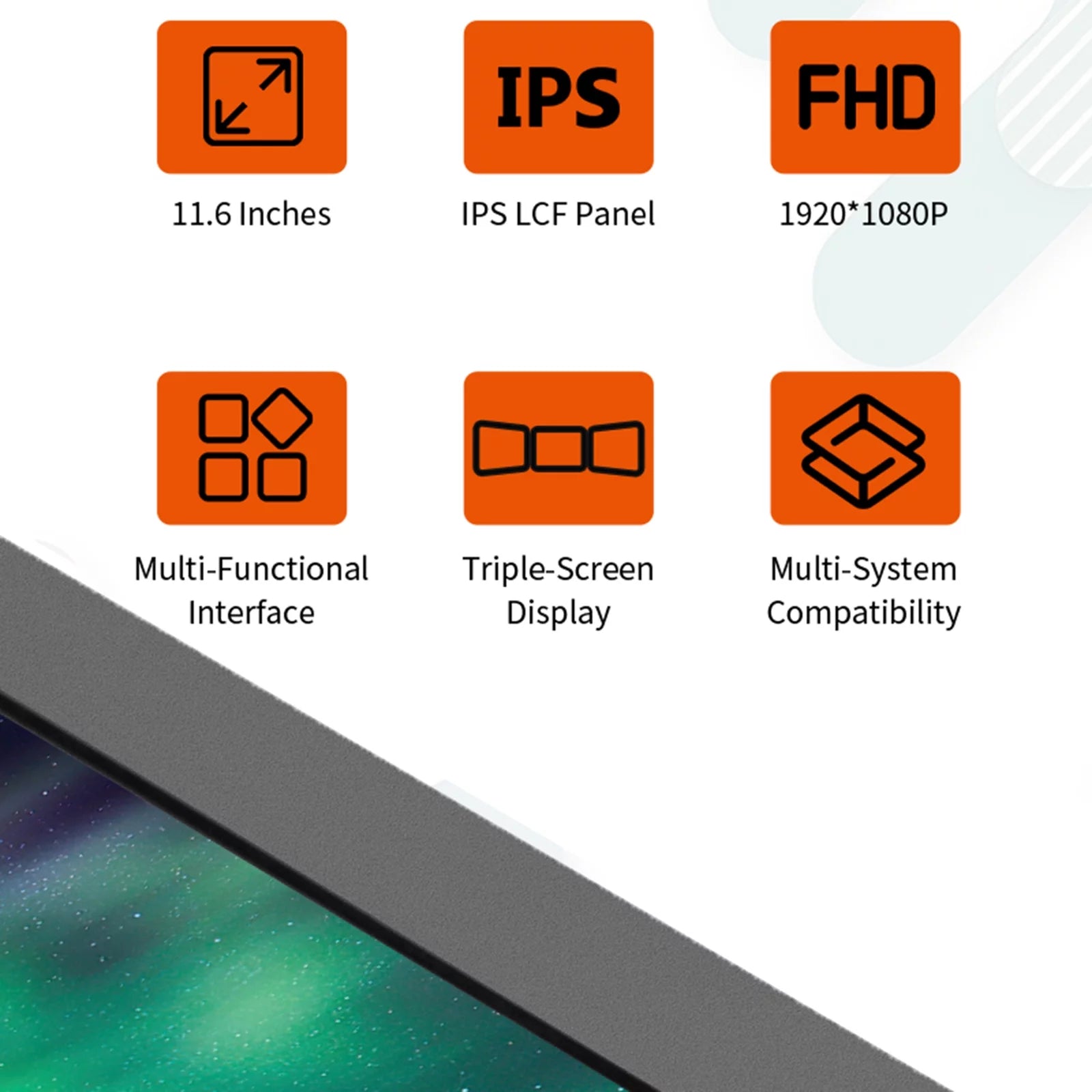 11.6-inch Dual Screen Portable IPS 1080P Monitor V47375