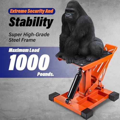 Adjustable Heavy-Duty Motorcycle Jack Stand with Tool Trays D416287