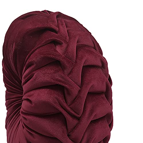 Burgundy Velvet Pleated Circle Floor Pillow M432785