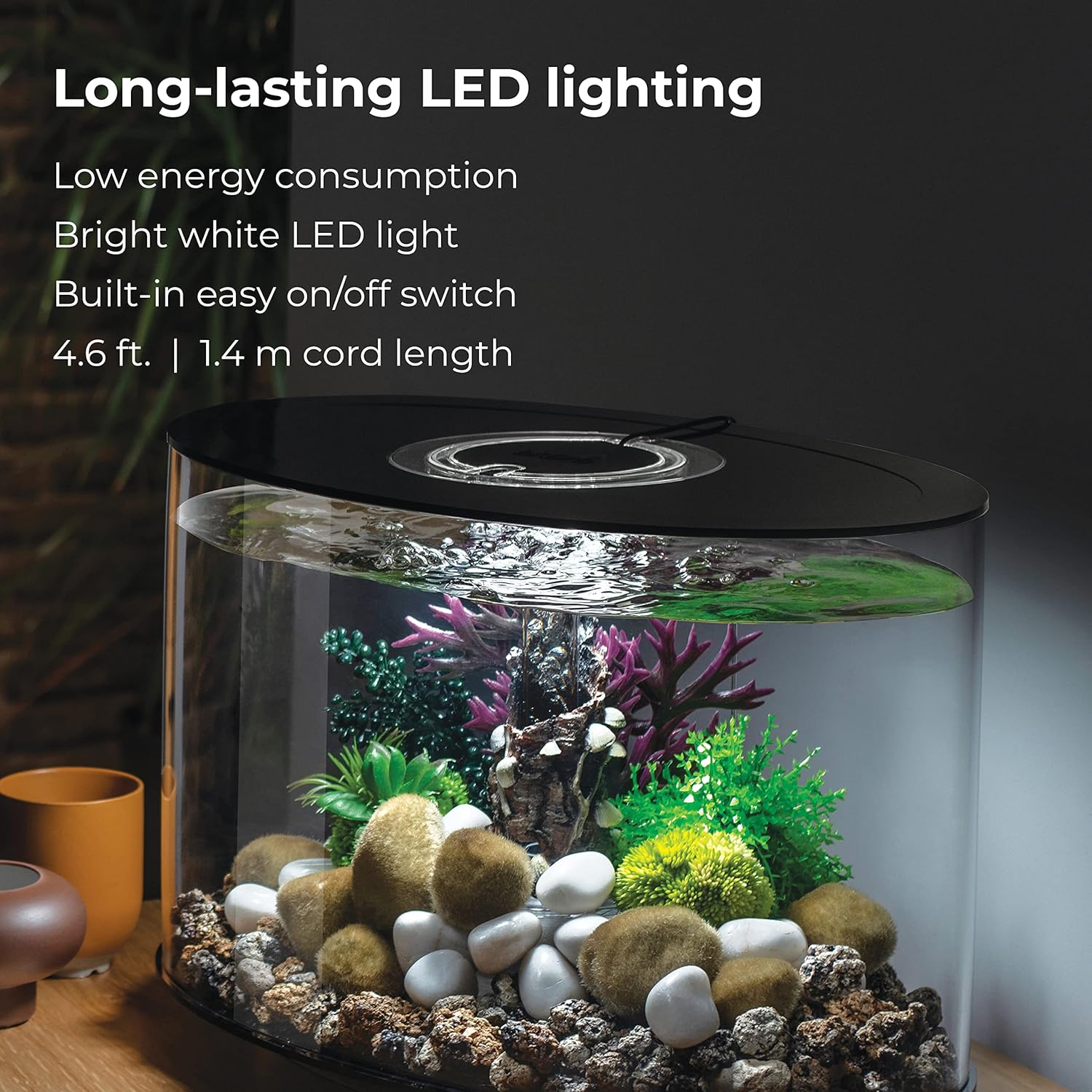 4-gallon Acrylic Aquarium with White LED Lights M860415