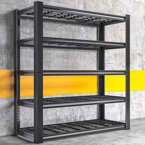 Black 5 Tier Adjustable Metal Shelving 72" H x 35.5" W x 16" D S721