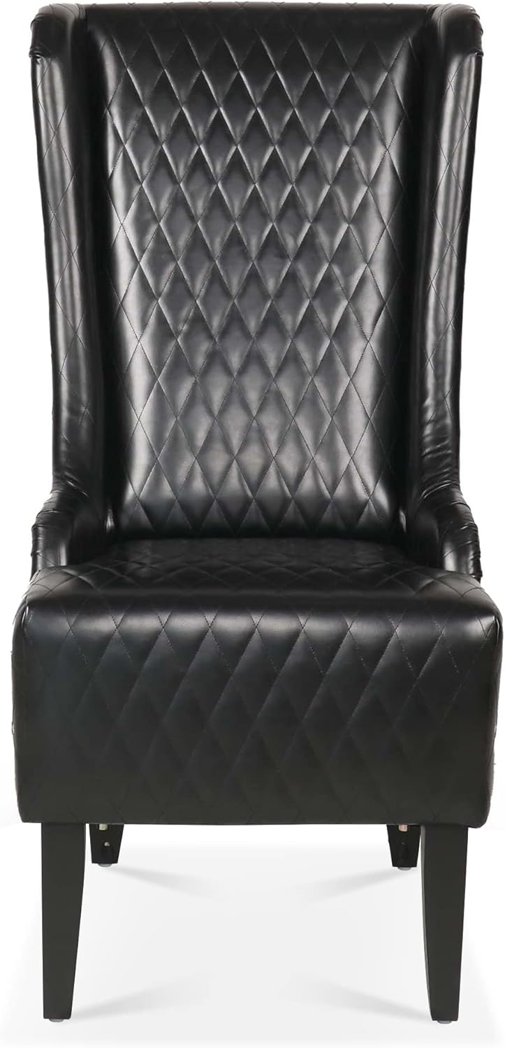 Black Faux Leather High-Back Accent Chair J557