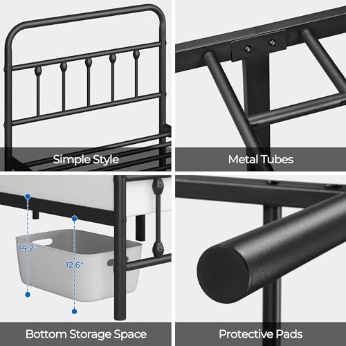 Black Full Size Metal Platform Bed Frame with Headboard B475177