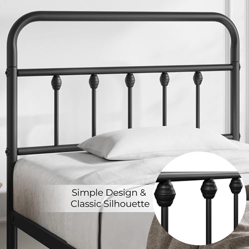 Black Full Size Metal Platform Bed Frame with Headboard B475177