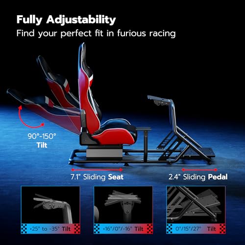 Racing Simulator Cockpit with Monitor Mount and Seat Q880934