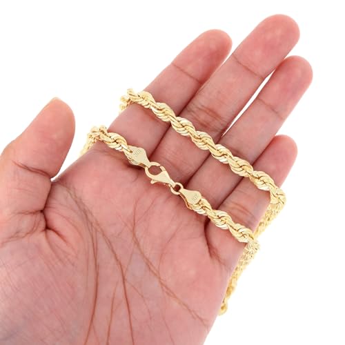 10K Yellow Gold Solid Rope Diamond Cut Chain Necklace N86162