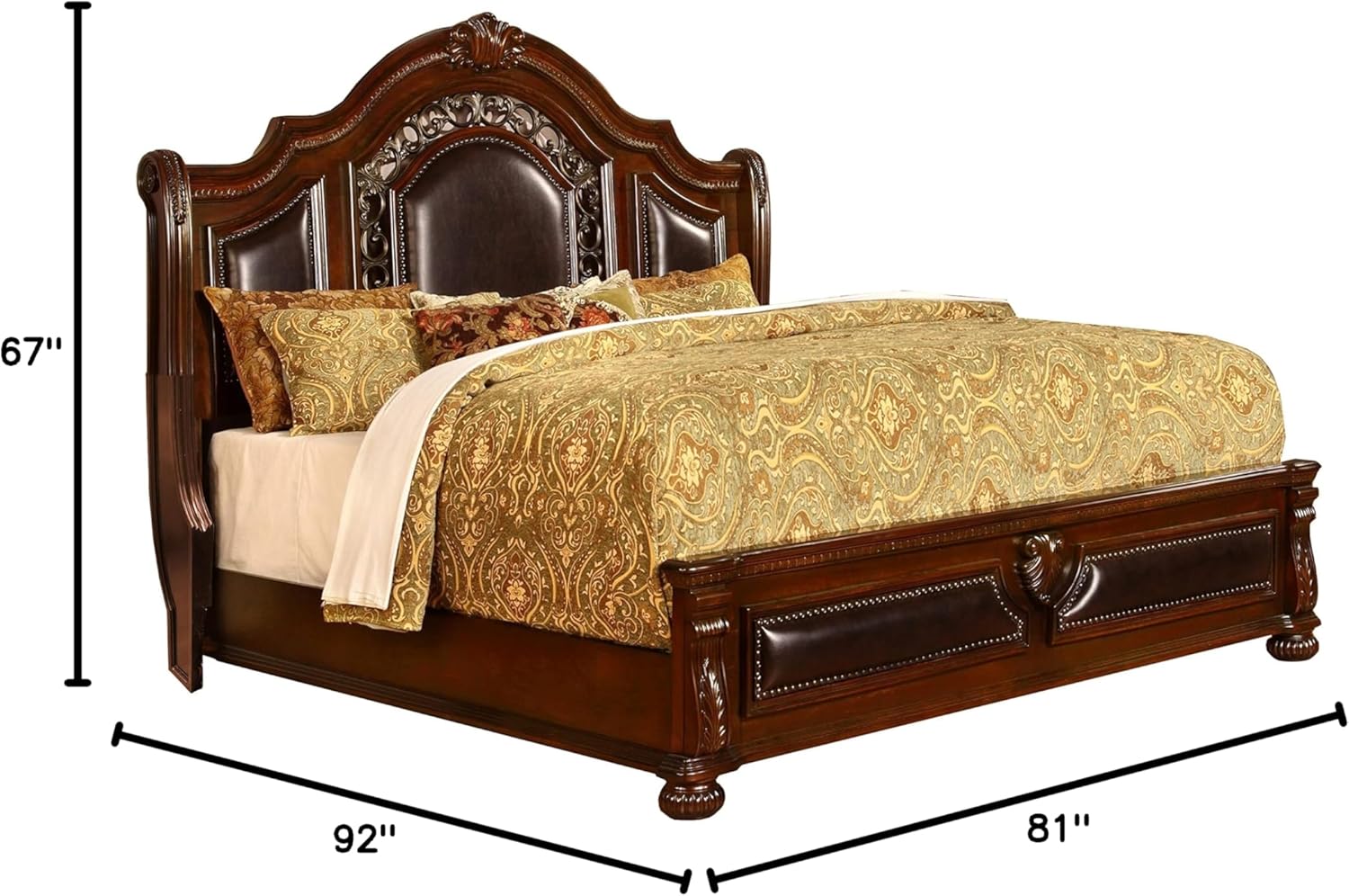 Cherry Wood King Platform Bed J4396