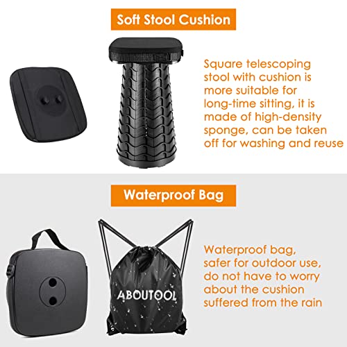 Green Square Collapsible Stool with Elastic Seat Cushion and Adjustable Nylon Bag Z16724
