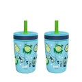 15 oz Tumbler 2pc Set Non-BPA Leak-Proof Screw-On Lid with Straw Durable Plastic Silicone M9243