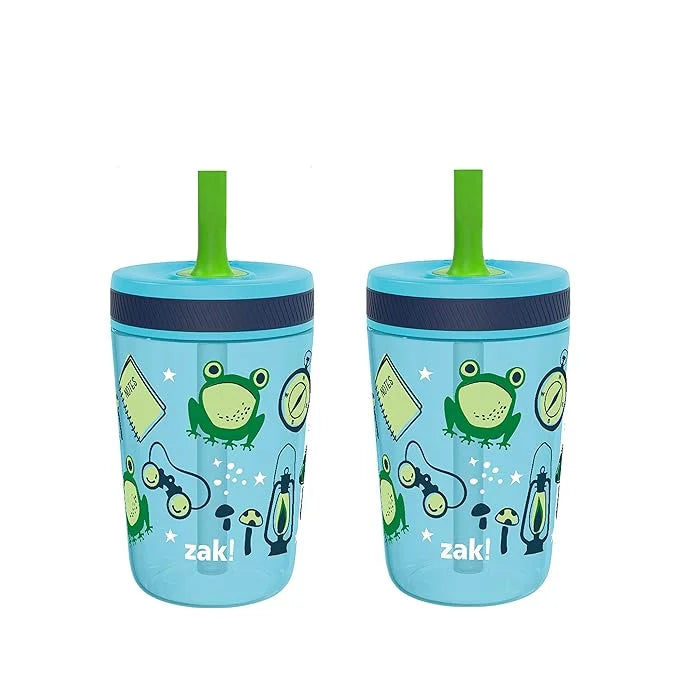 15 oz Tumbler 2pc Set Non-BPA Leak-Proof Screw-On Lid with Straw Durable Plastic Silicone M9243
