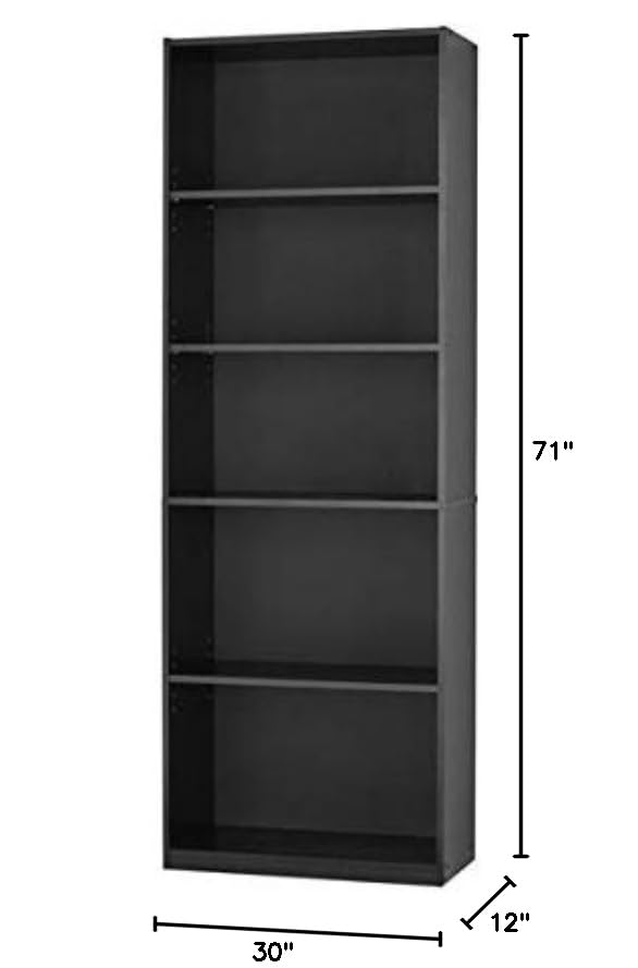 Black 5-Shelf Bookcase V8720
