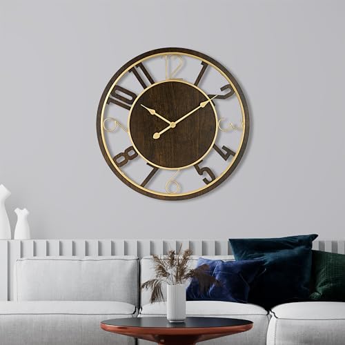 Brown 24-Inch Wooden Analog Wall Clock K737