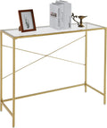 Gold 39.37" Tempered Glass Top Narrow Console Table with Metal Frame Y375194