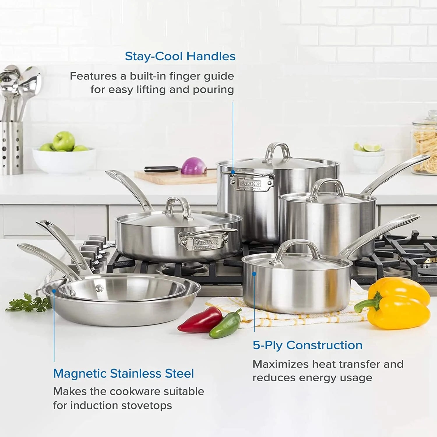 10 Piece 5-Ply Stainless Steel Cookware Set K550