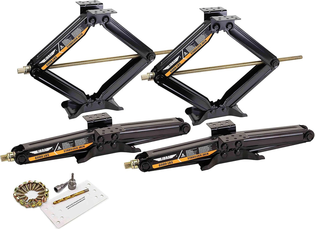 Set of 4 6000 lb 24" RV Trailer Stabilizer Scissor Jacks with Mounting Hardware S8034