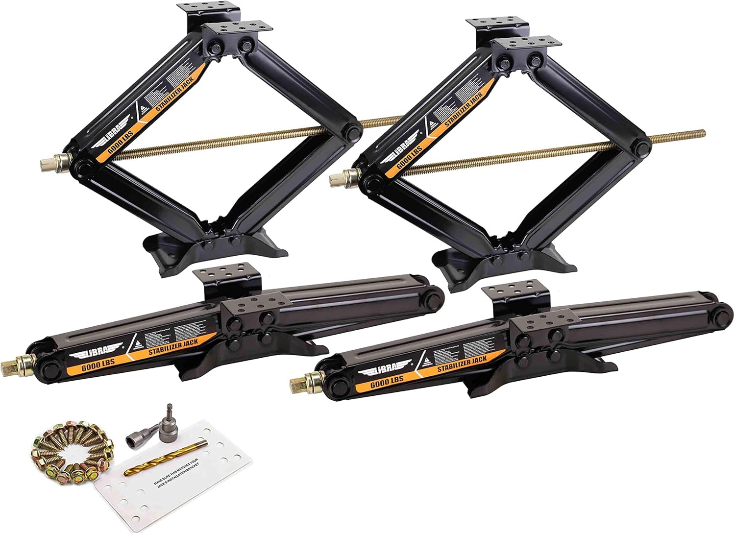 Set of 4 6000 lb 24" RV Trailer Stabilizer Scissor Jacks with Mounting Hardware S8034