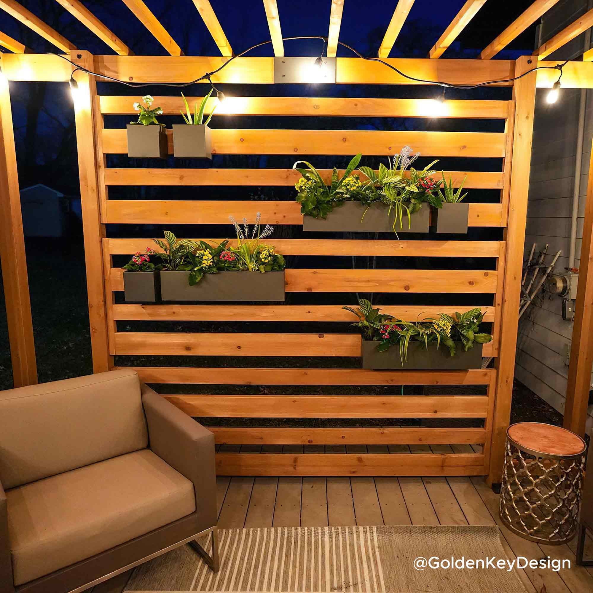 10.5 ft. x 10 ft. Cedar Wood Pergola with Adjustable Hanging Planters G96990