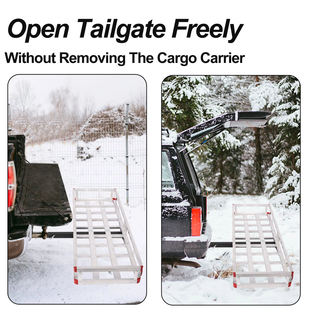Aluminum Hitch Mounted Cargo Carrier with High Side Rails for 2" Receiver S181