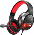 Gaming Headset Over Ear Headphones with Mic Red LED Light E4954