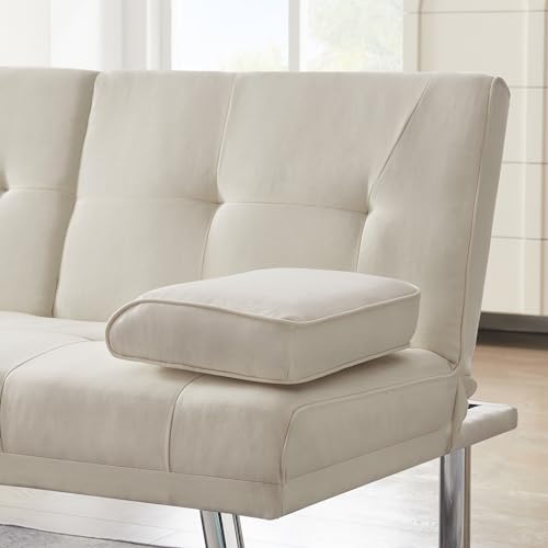 Futon Sofa Bed with Removable Armrests and 2 Cup Holders D4970
